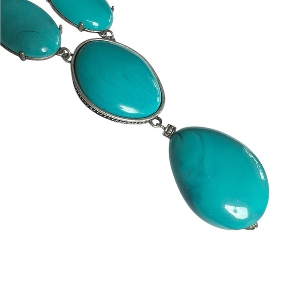 Turquoise Statement Necklace Costume Jewelry Western Boho - Picture 2 of 6